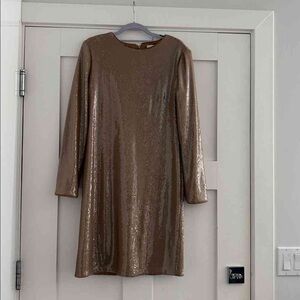 Gold Sequin Long Sleeve Dress
